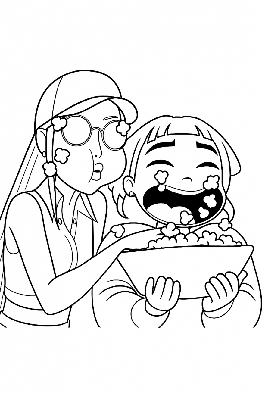 KPop Demon Hunters popcorn eyes coloring page