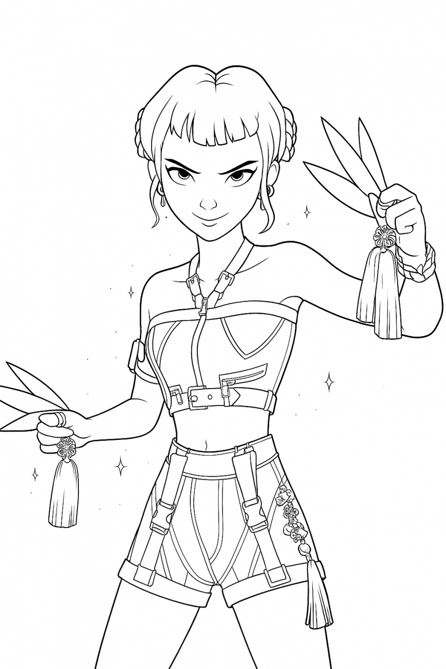 KPop Demon Hunter Zoey coloring page