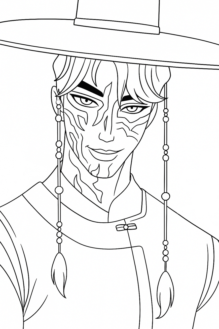 KPop Demon Hunters demon Jinu coloring page