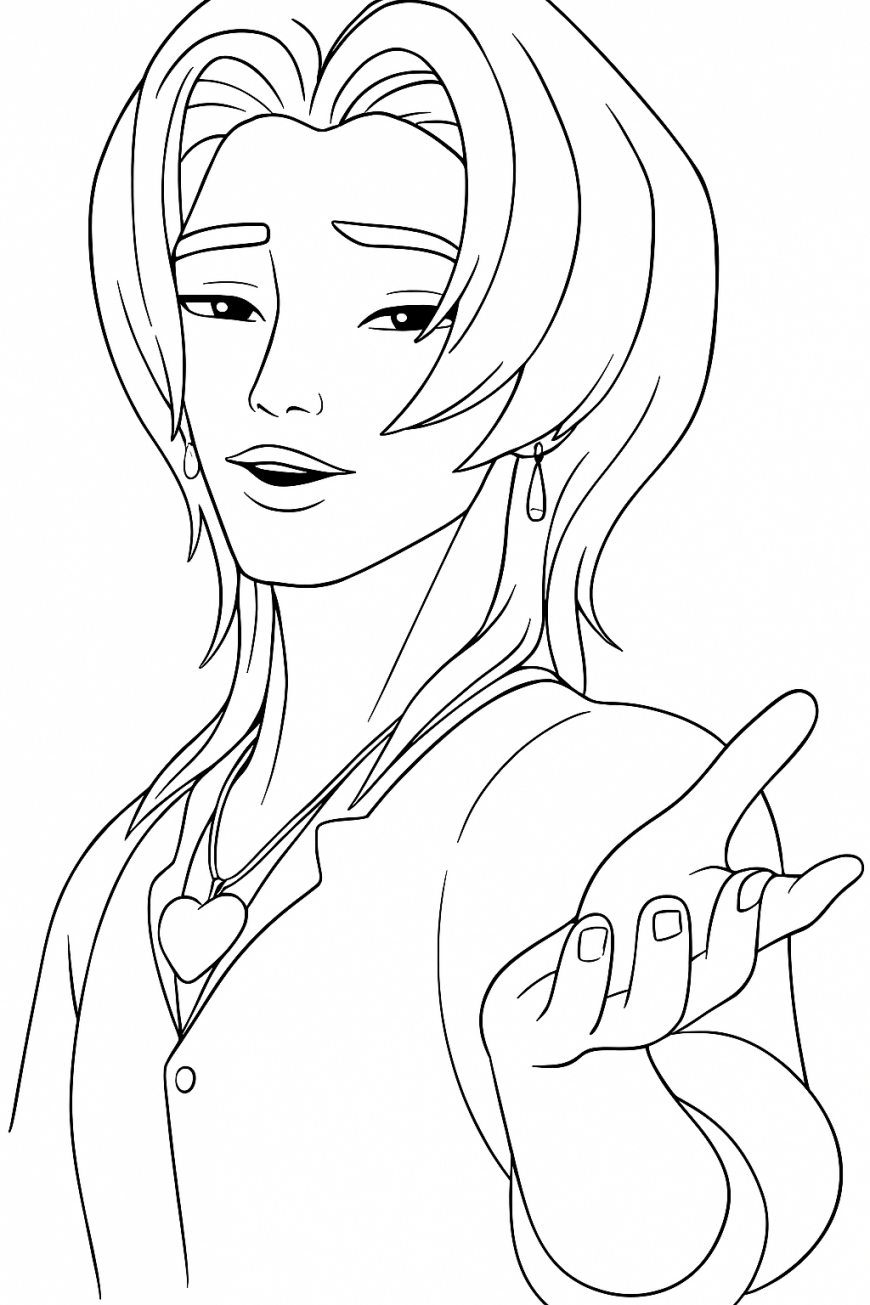 KPop Demon Hunters Romance Saja coloring page
