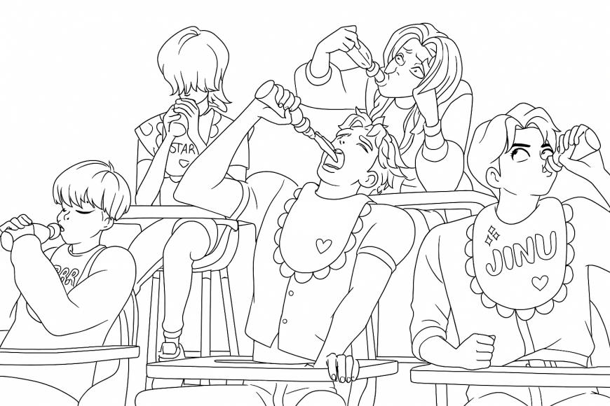 Saja Boys and spicy food coloring page