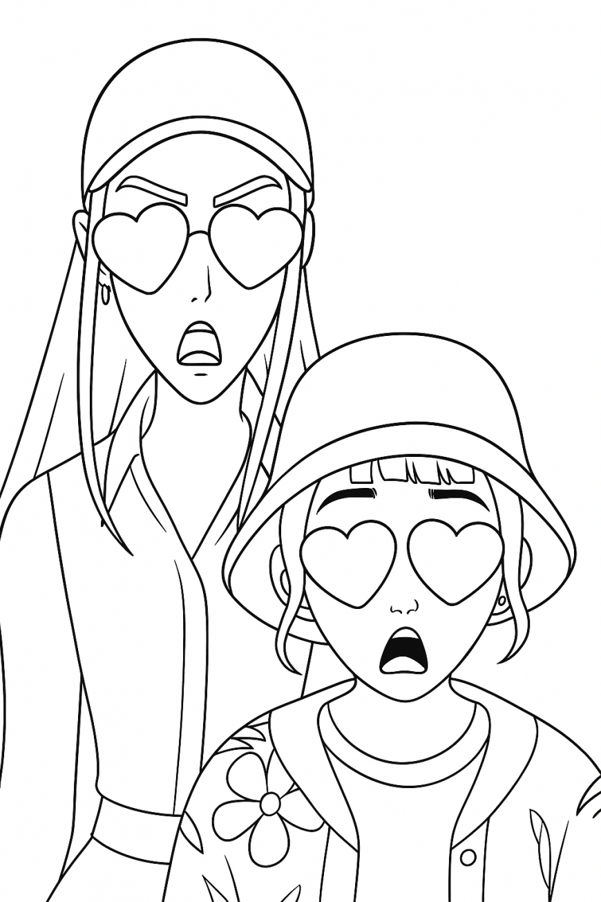 Mira, Zoey heart eyes coloring page