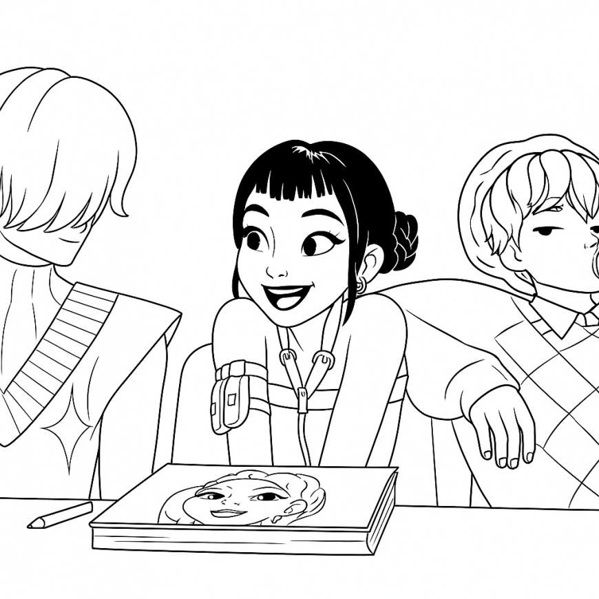 Zoey and Mystery Saja coloring page