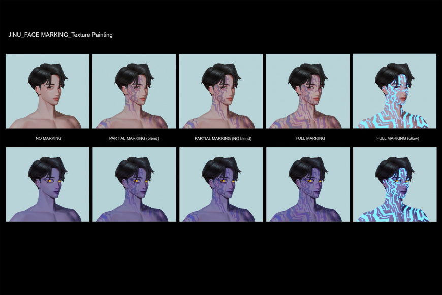 Jinu's demon marks design and  character within an environment