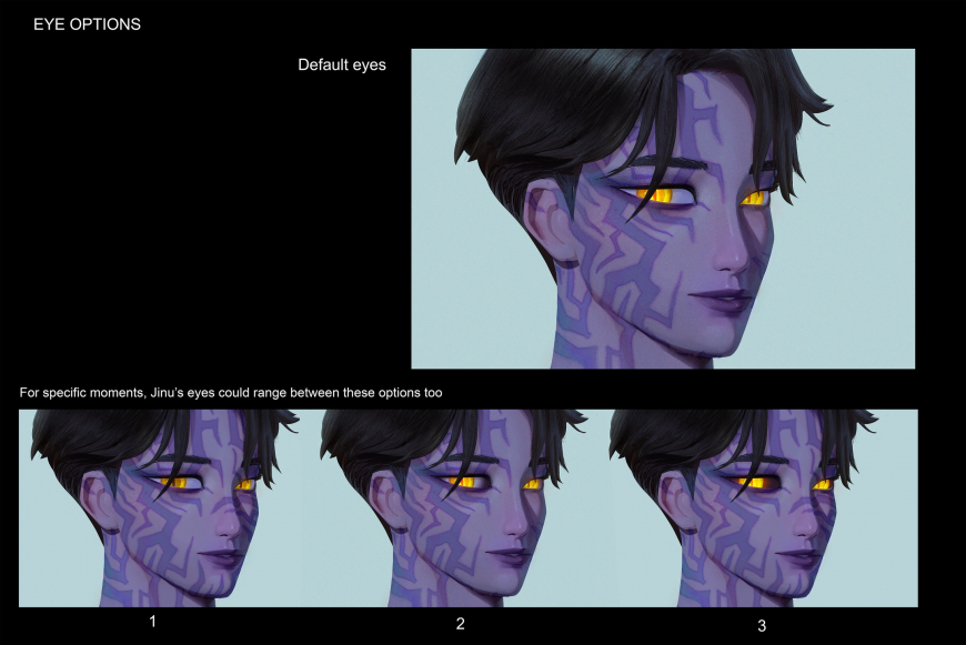 Jinu's demon marks design and  character within an environment