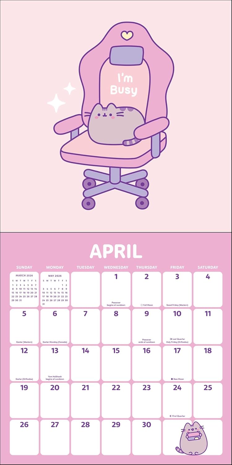 Pusheen 2026 Wall Calendar: Day Off Plans