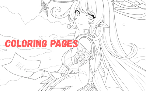 Genshin Impact Nod-Krai coloring pages: Nicole Reeyn, Aino, Varka, Jahoda, Durin, Sandrone, Lauma, Nefer, Flins, Columbina, Alice