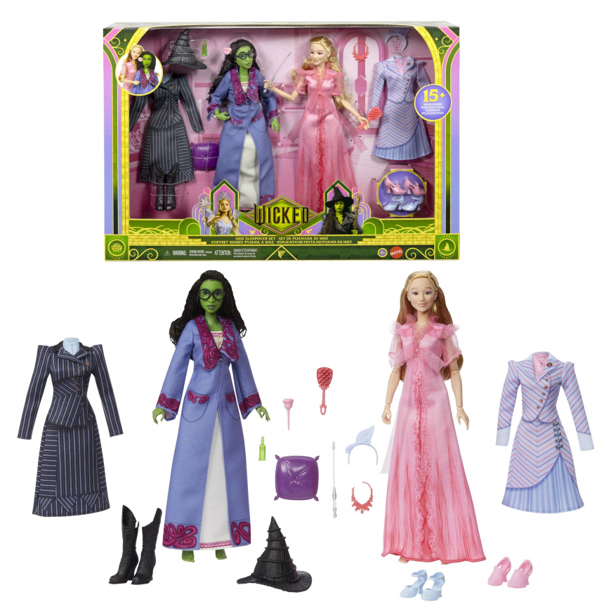 Wicked Shiz Sleepover Set With Glinda & Elphaba Dolls