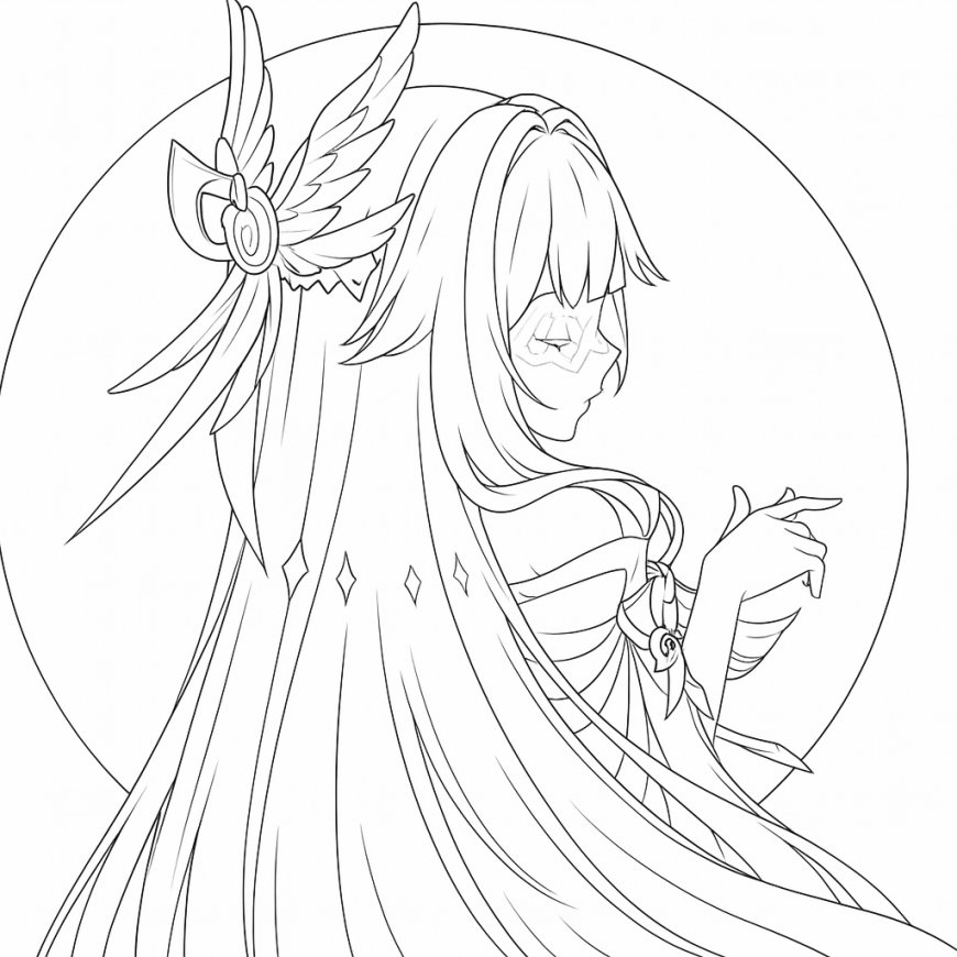 Genshin Impact Columbina coloring page