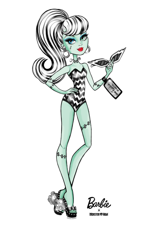 Monster High x Barbie Frankie in swimsuit art