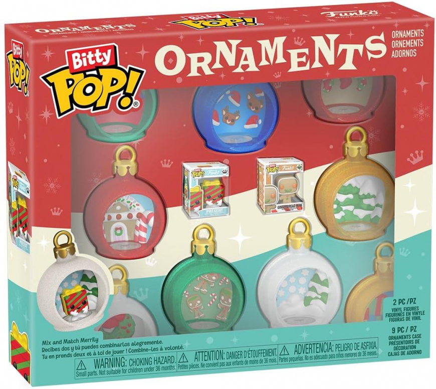 Funko Pop Bitty Ornaments: 9 Pack of Ornaments with Gingerbread Man and Present