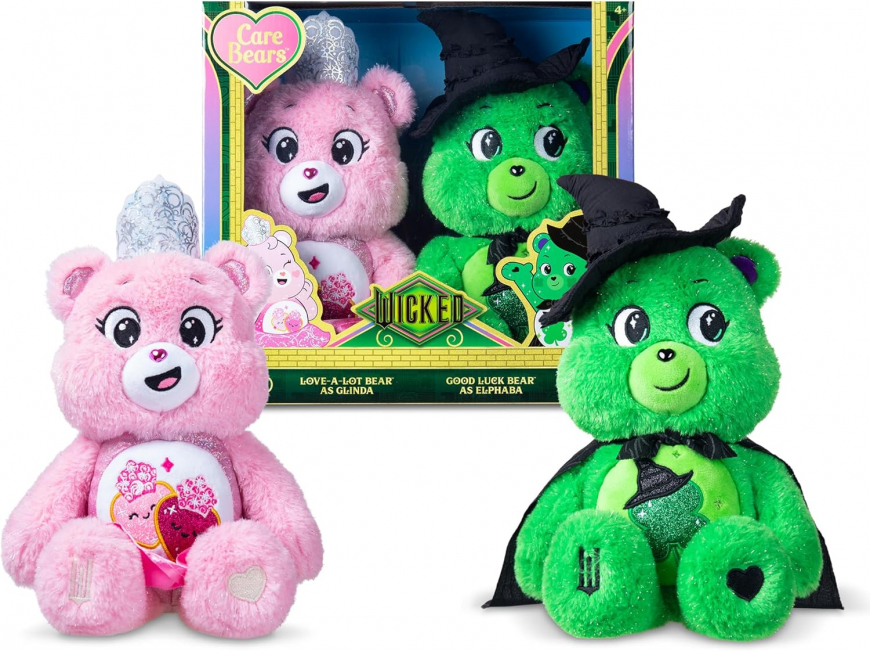 Care Bears x Wicked 2 set: Love-a-Lot Bear as Glinda and Luck Bear as Elphaba