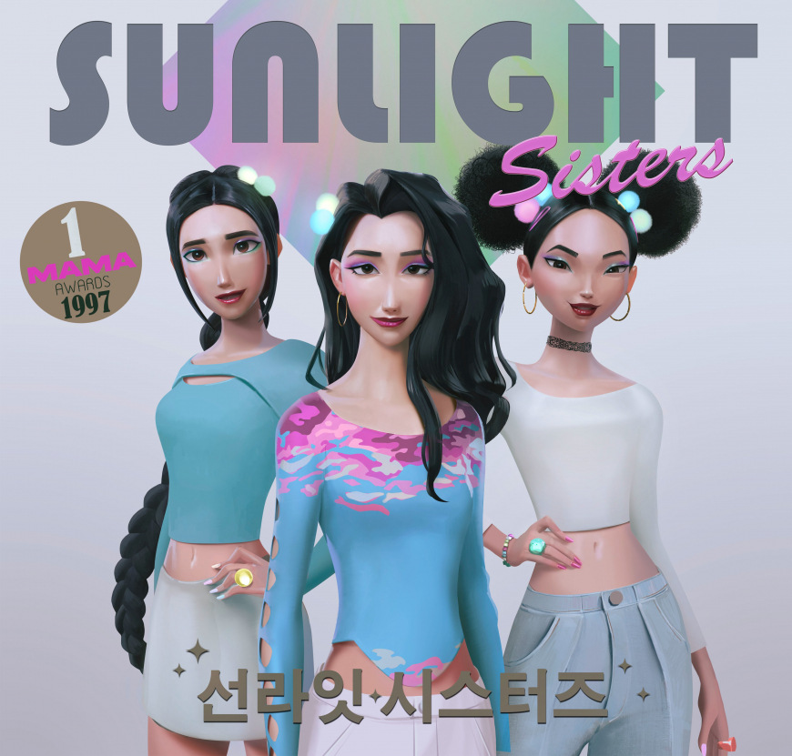 kpop demon hunters Sunlight Sisters cover album.