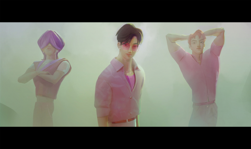 kpop demon hunters Color keys for the dinner, bath house and concerts sequence.