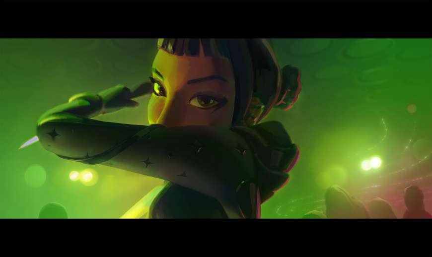kpop demon hunters Color keys for the dinner, bath house and concerts sequence.
