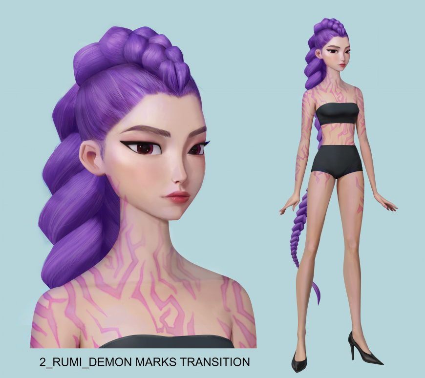 Kpopo demon hunters Rumi's demon marks