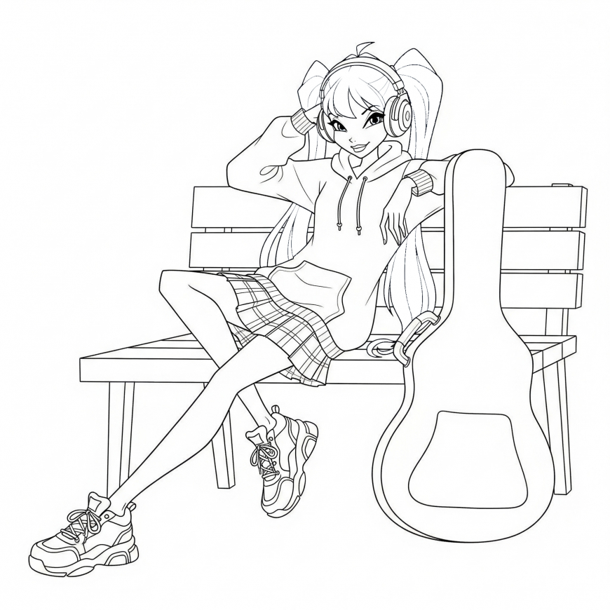On the Way to Music Class coloring page
