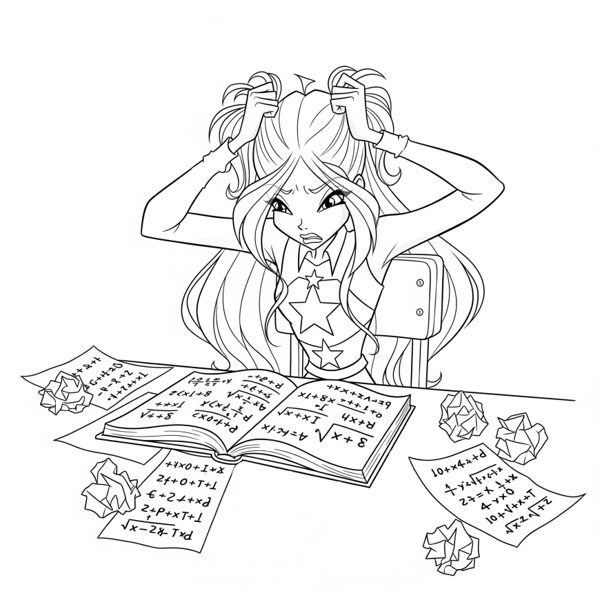 Winx Math struggle coloring page