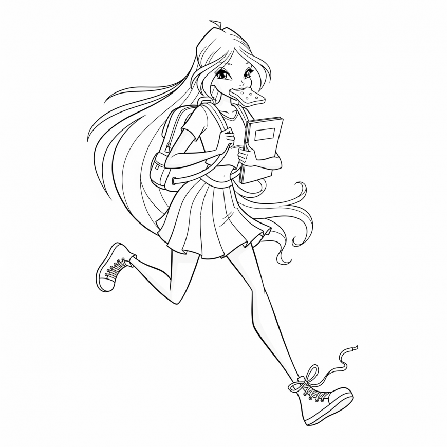 Running Late to Class coloring page Winx
