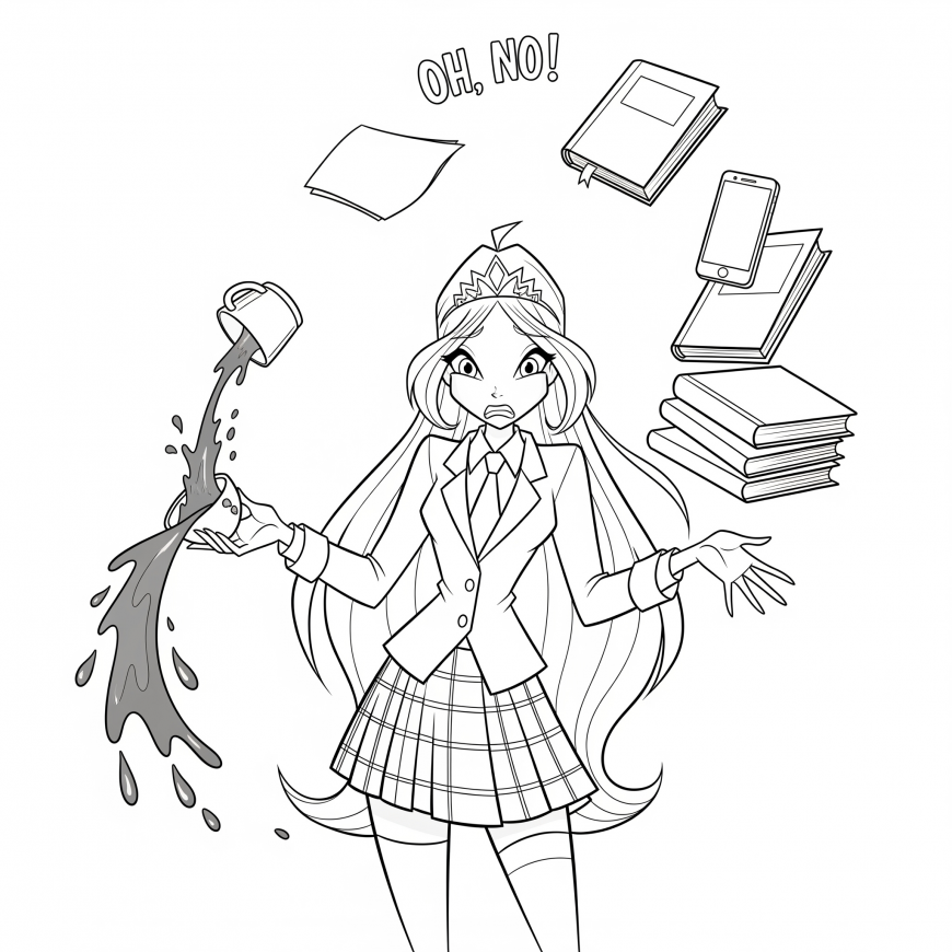 Homework in Trouble Winx coloring page