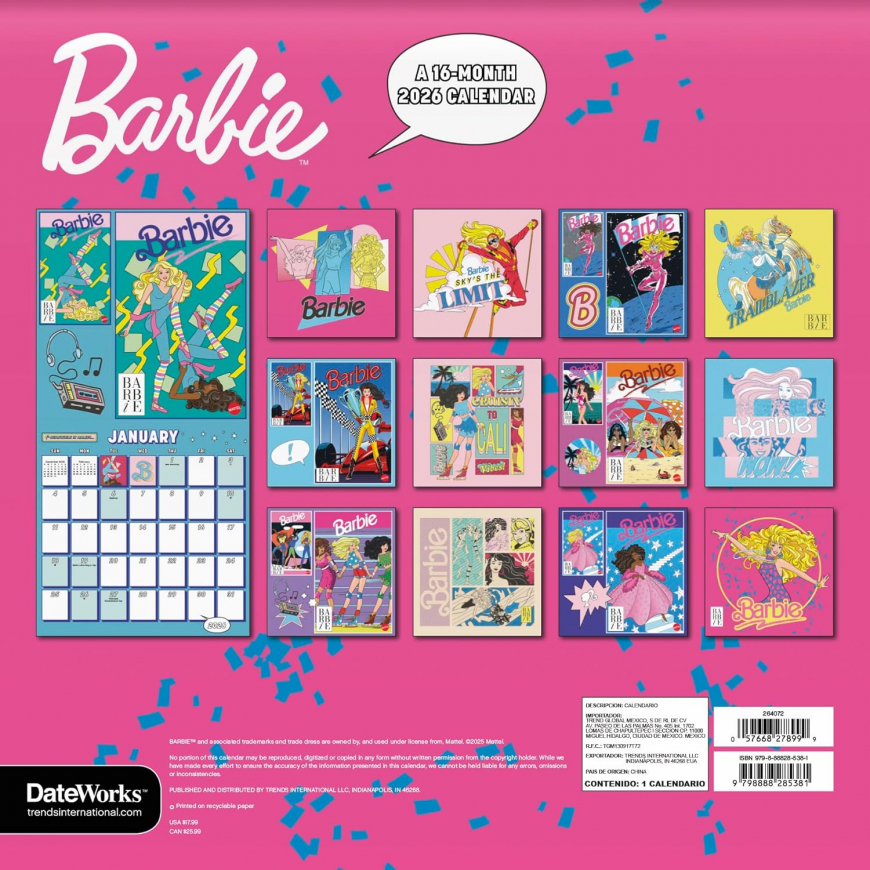 2026 Barbie Comic Wall Calendar