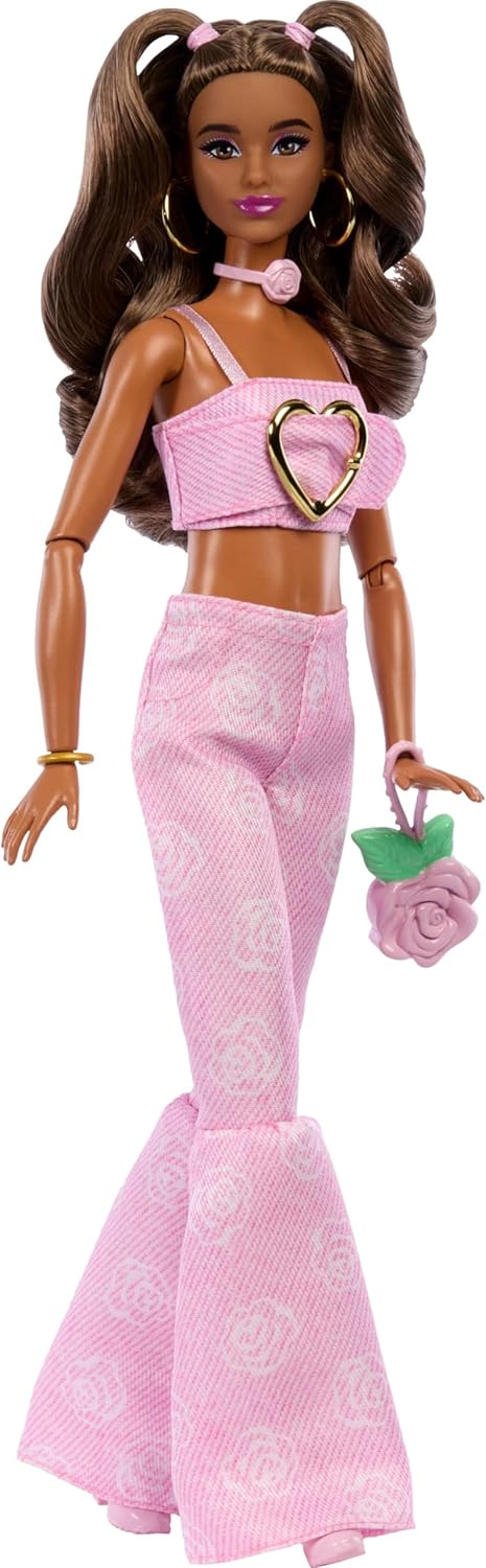 Barbie Deluxe Style Fashion Doll #12 in Pink Denim Crop Top and Flare Jeans JJN72