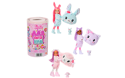 Barbie Cutie Reveal Chelsea 2025 Lamb, Bunny and Kitty dolls