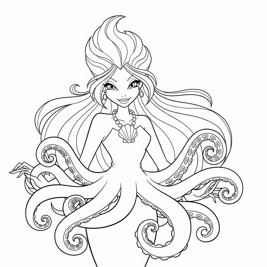 Winx style Ursula coloring page