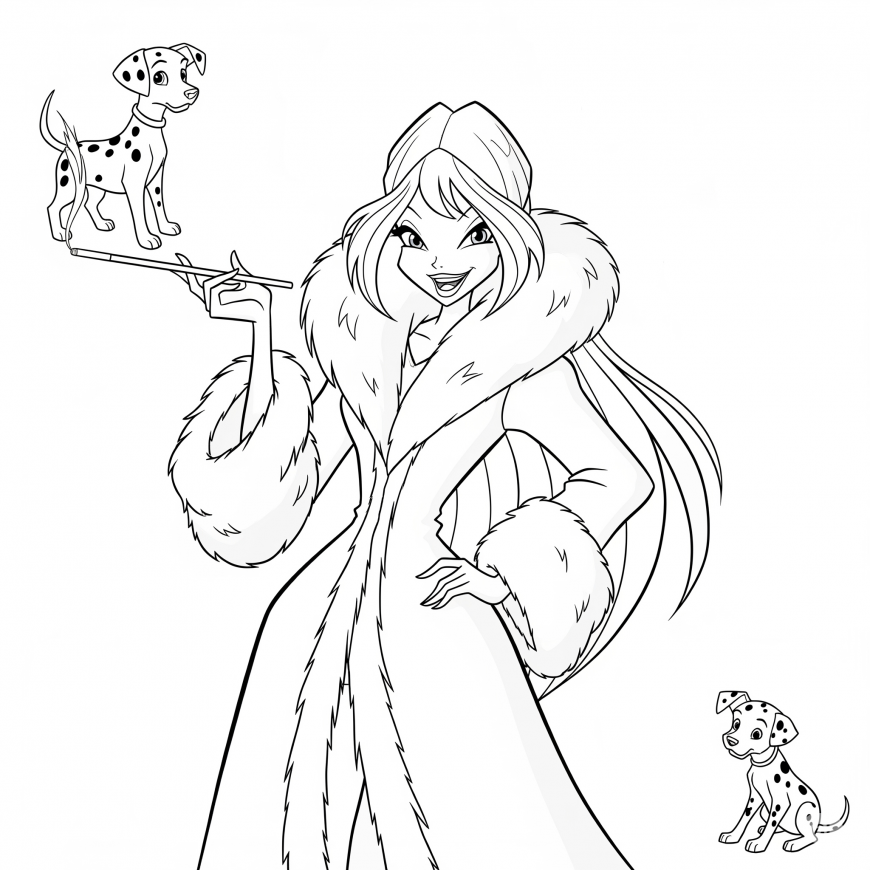 Winx style Cruella de Vil coloring page