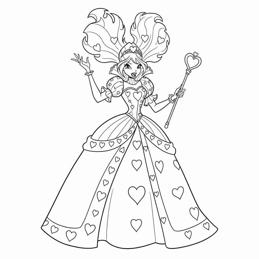 Winx style the Queen of Hearts coloring page
