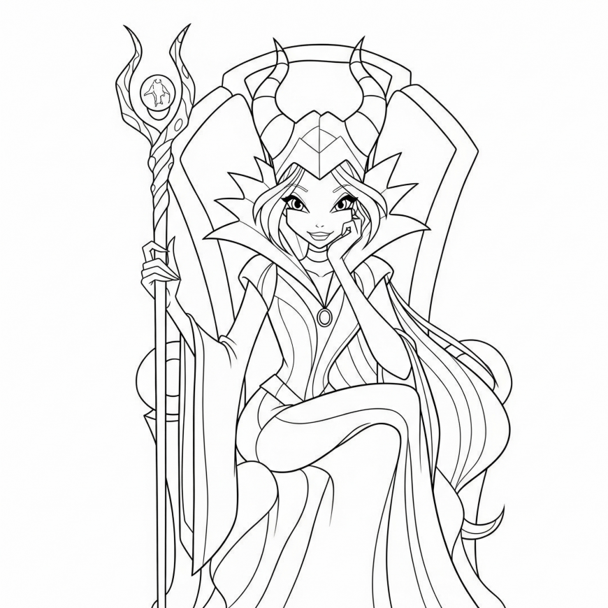 Winx style Maleficent coloring page