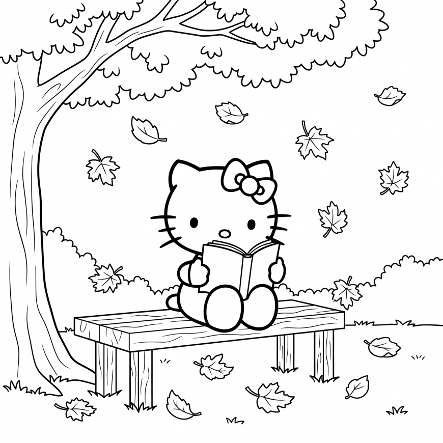 Hello Kitty Halloween and Fall coloring pages