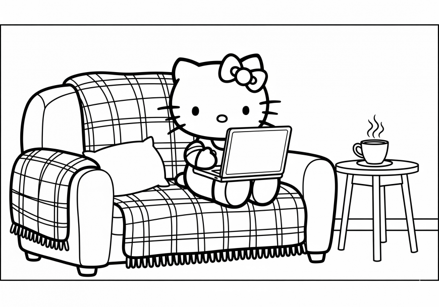 Hello Kitty Halloween and Fall coloring pages