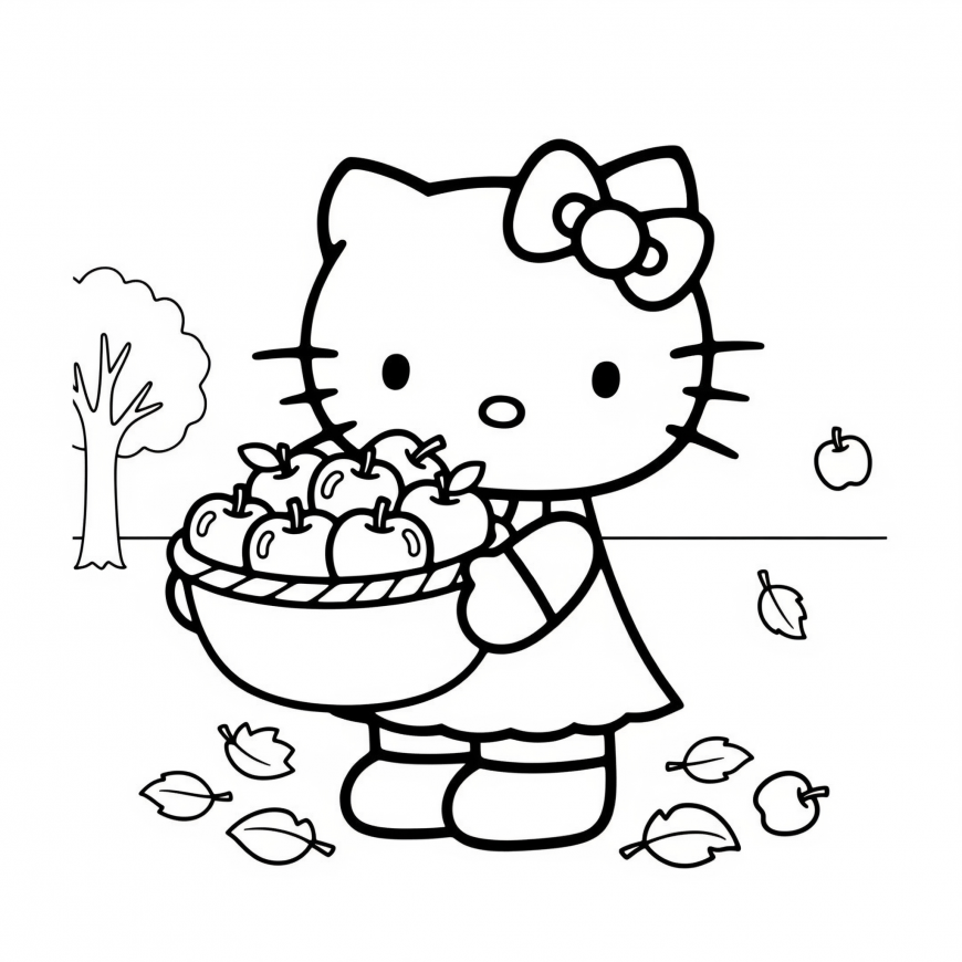 Hello Kitty Halloween and Fall coloring pages