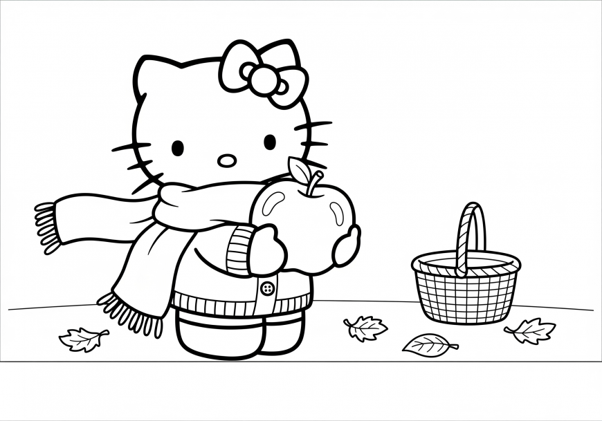 Hello Kitty Halloween and Fall coloring pages