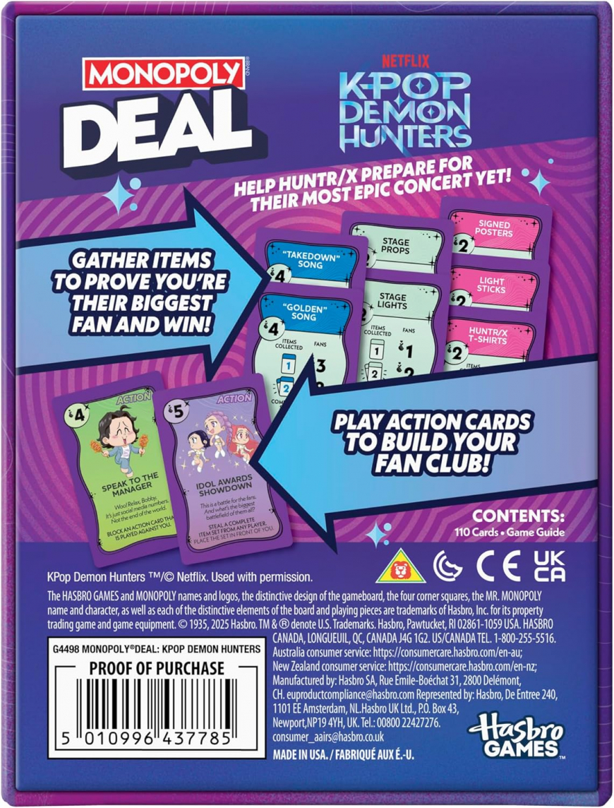 Monopoly Deal: Kpop Demon Hunters Card Game