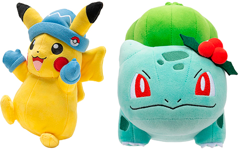 Pokemon 8" Pikachu, Bulbasaur, Charmander and Squirtle Holiday Christmas Plushes