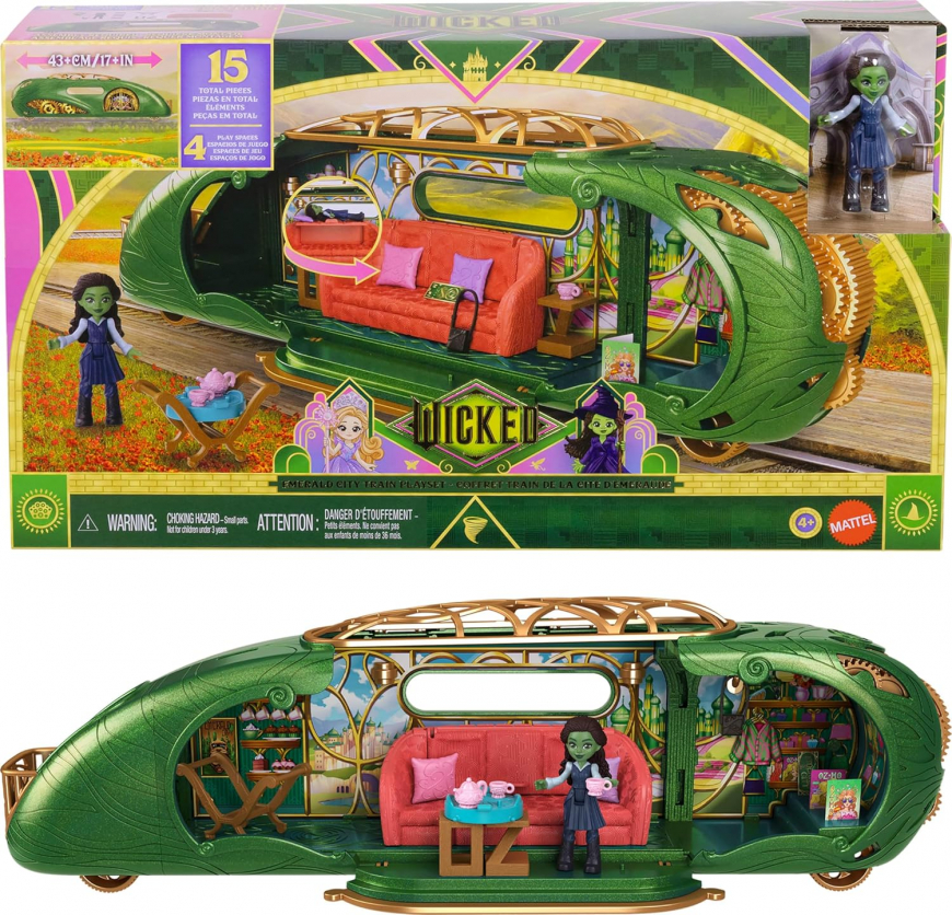 Wicked Emerald City Train Playset with Elphaba Small Doll