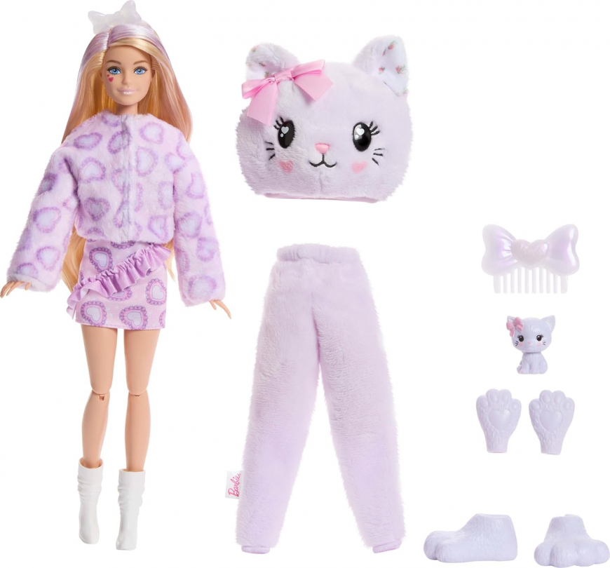 Barbie Cutie Reveal 2025 doll cat costume JJP64