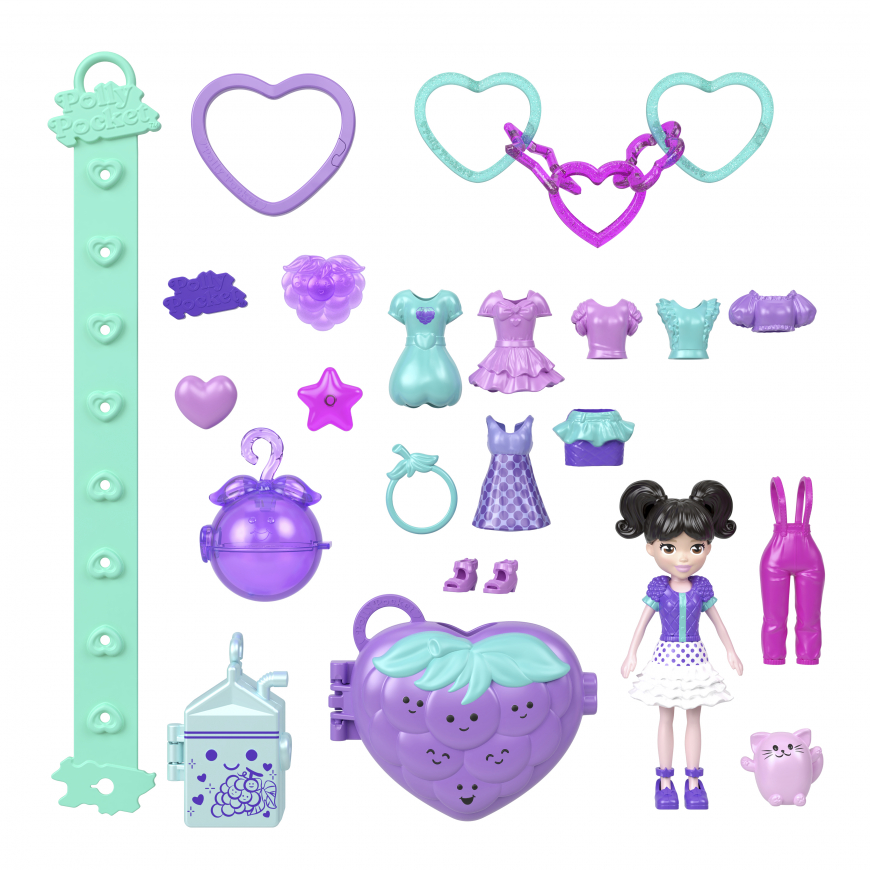 Polly Pocket grape fruit fashion keychain style kit