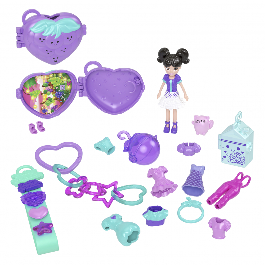 Polly Pocket grape fruit fashion keychain style kit