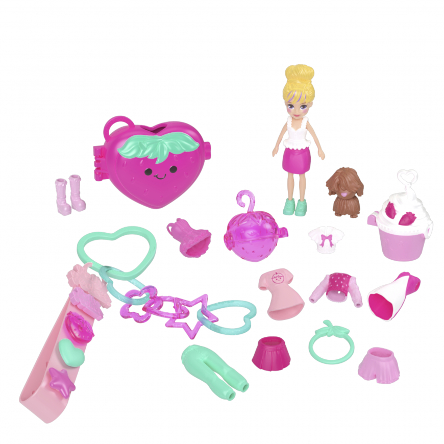 Polly Pocket strawberry fruit fashion keychain style kit