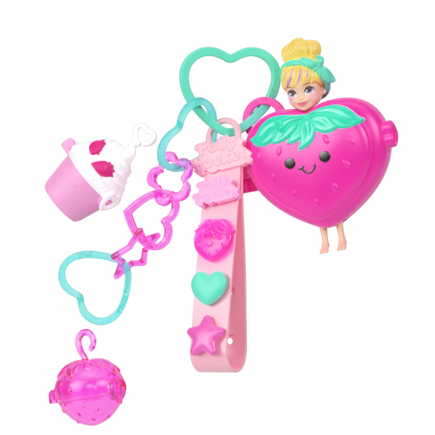 Polly Pocket strawberry fruit fashion keychain style kit
