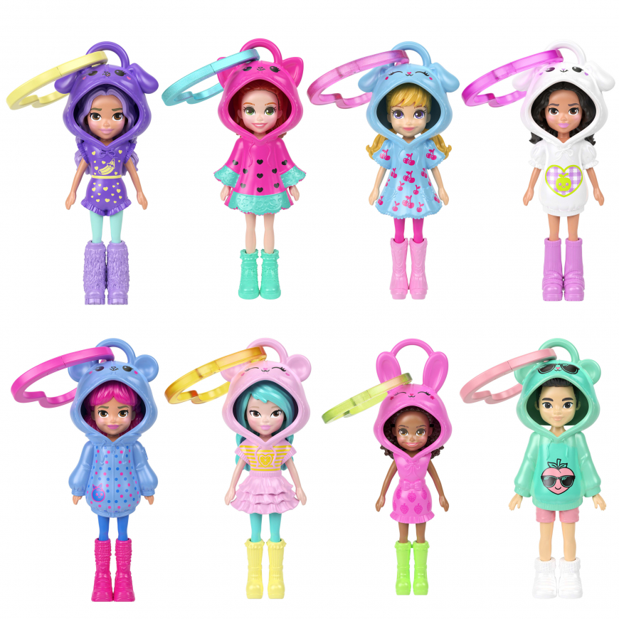 Polly Pocket 3-inch Dolls with Keychain and Fashion Accessories