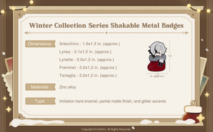 Genshin Impact Winter Collection Series Shakable Metal Badges