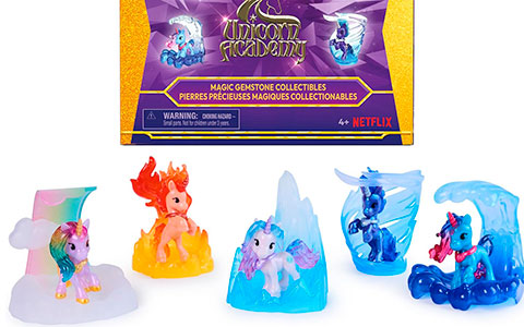 Unicorn Academy Magic Gemstone Collectibles Pack with 5 Unicorn