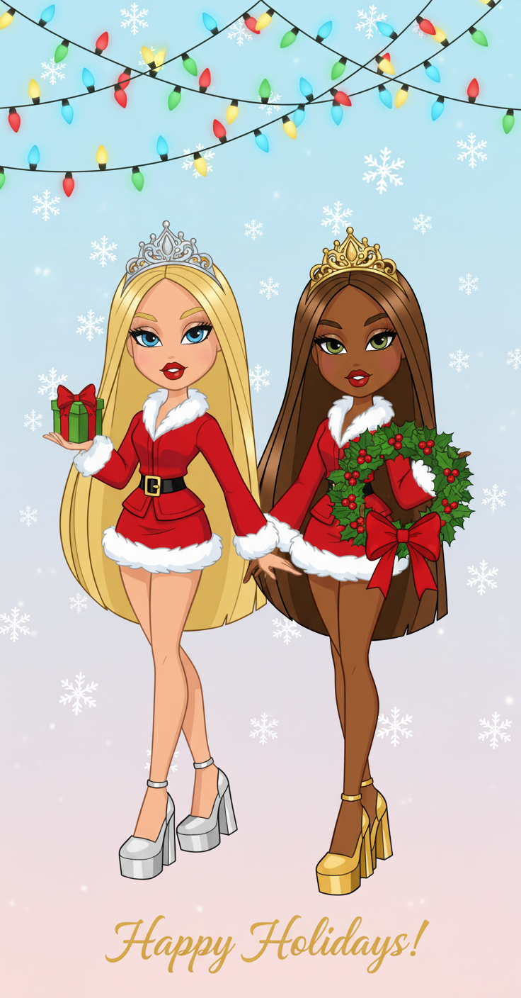 Bratz dolls in Santa dress Happy Holidays images
