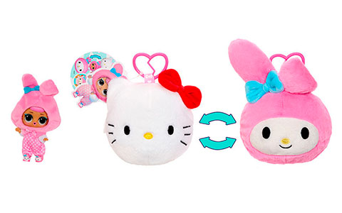 LOL Surprise Loves Hello Kitty Reversible Plush with Matching LOL Tot