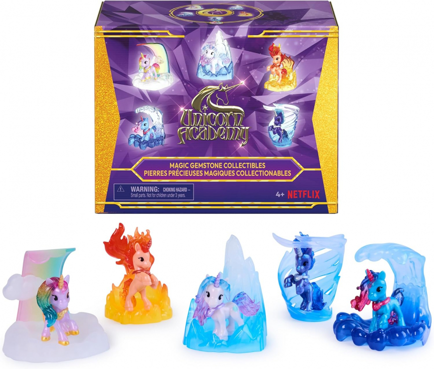 Unicorn Academy Magic Gemstone Collectibles Pack with 5 Unicorn