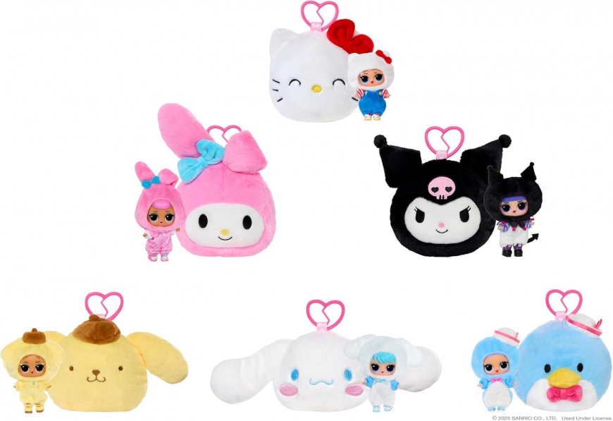 LOL Surprise Loves Hello Kitty Reversible Plush with Matching LOL Tot